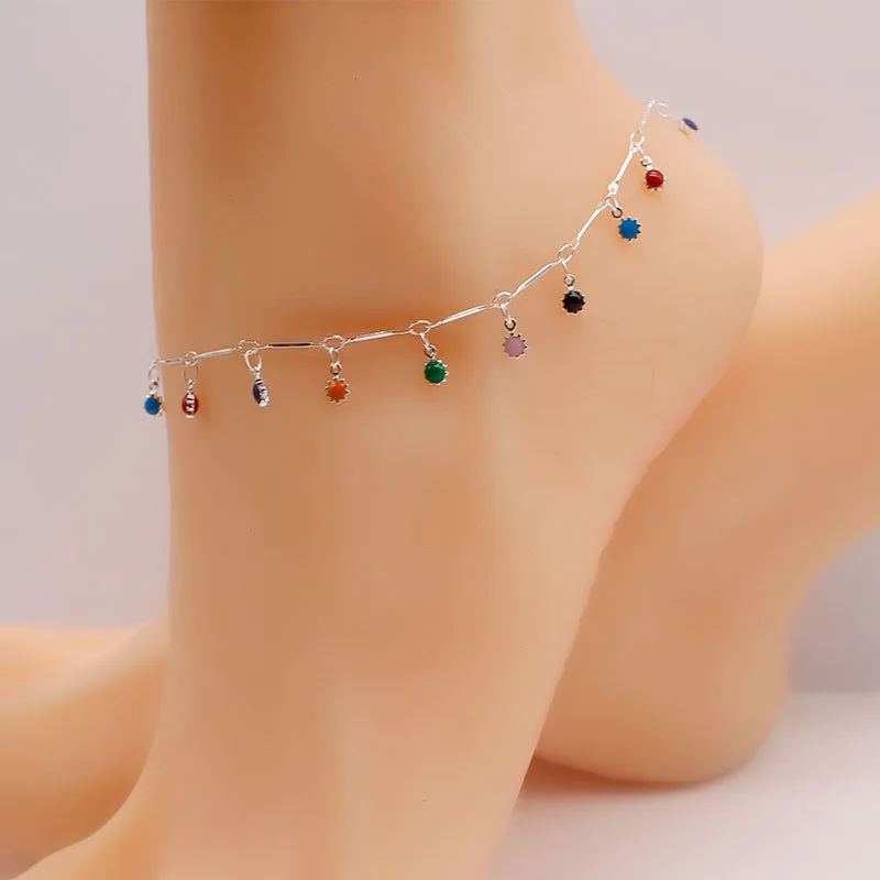 

ChangYi Sandals Women 2021 Anklet Sun Flower Bracelet On Leg Simple Colorful Metal Jewelry Chain For Lady Gift