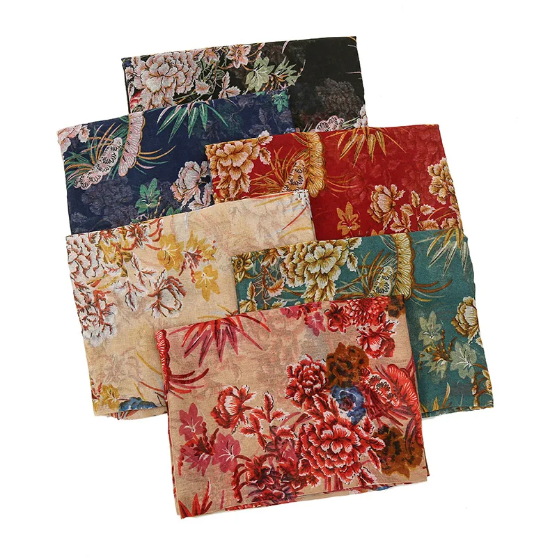 

Women Autumn Spain Lovely Floral Viscose Shawl Scarf Lady High Quality Print Wrap Pashmina Snood Bufandas Muslim Hijab 180*90cm