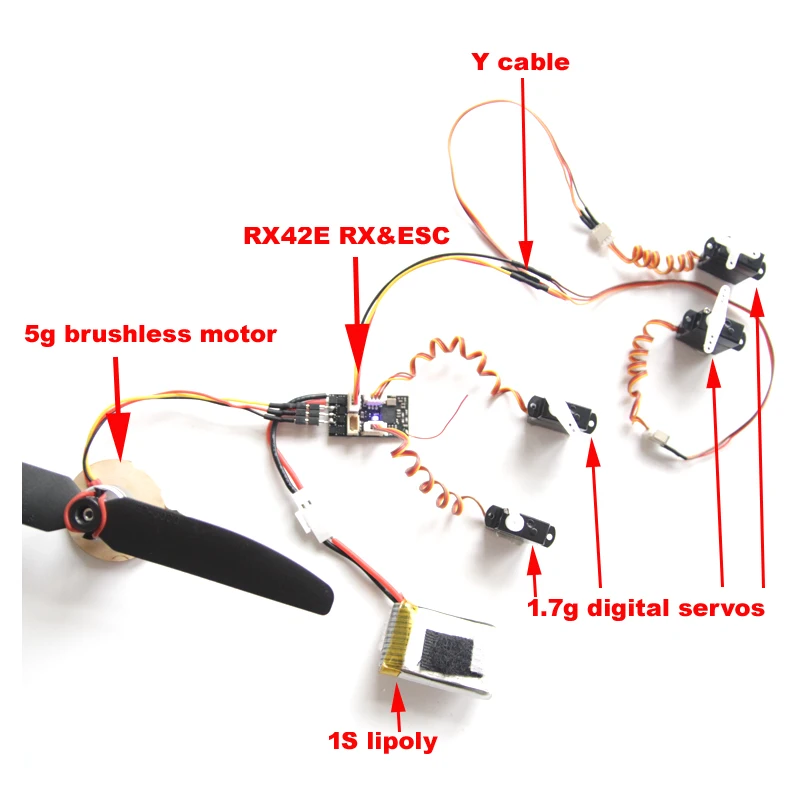 Система питания с бесколлекторным двигателем 5g 4300кв 1S приемником ESC