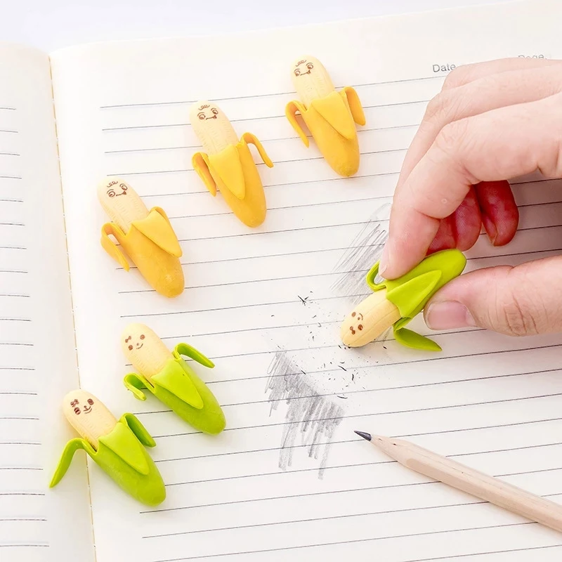

2 Pcs Kawaii Small Banana Style Eraser Durable Creative Cute Cartoon Pencil Eraser Primary School Students Study Stationery
