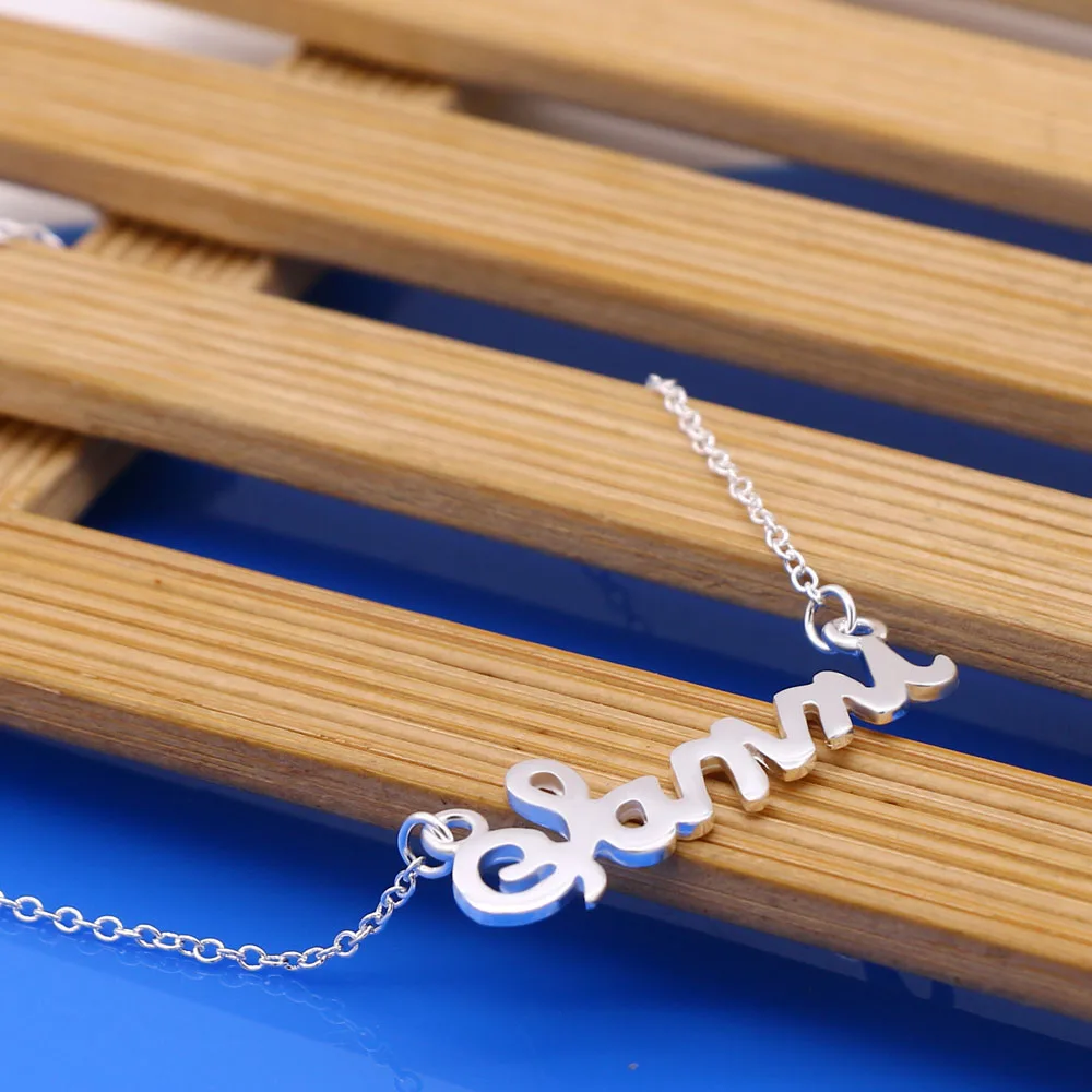 Роскошные 925 Серебро Письмо подвеска на цепочке ожерелье в Корейском стиле