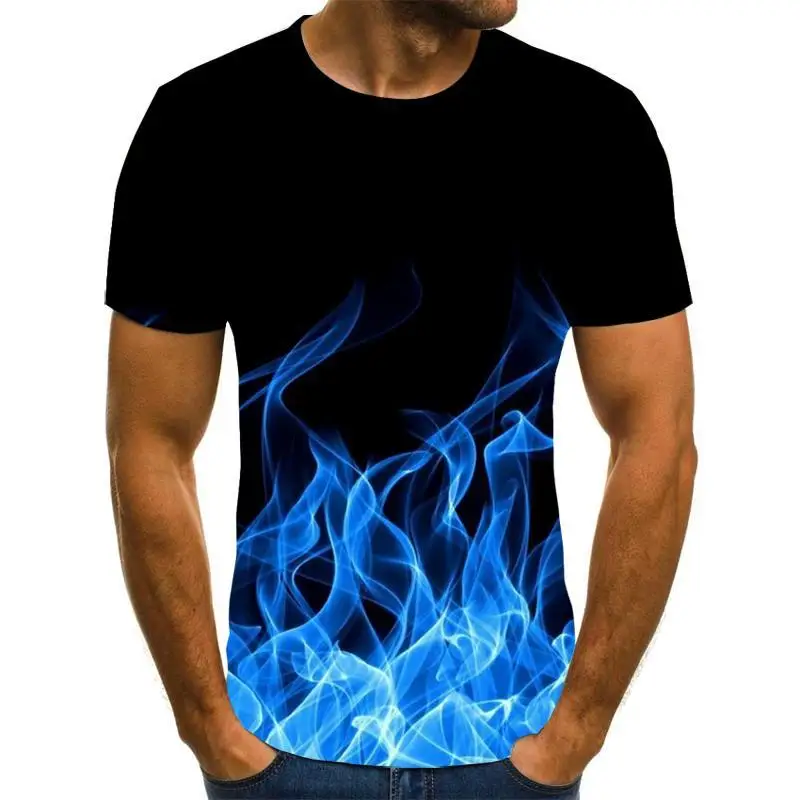 

2020 new flame graphic T-shirt 3D printed men's T-shirt summer casual tops fashion round neck shirt plus size streetwear
