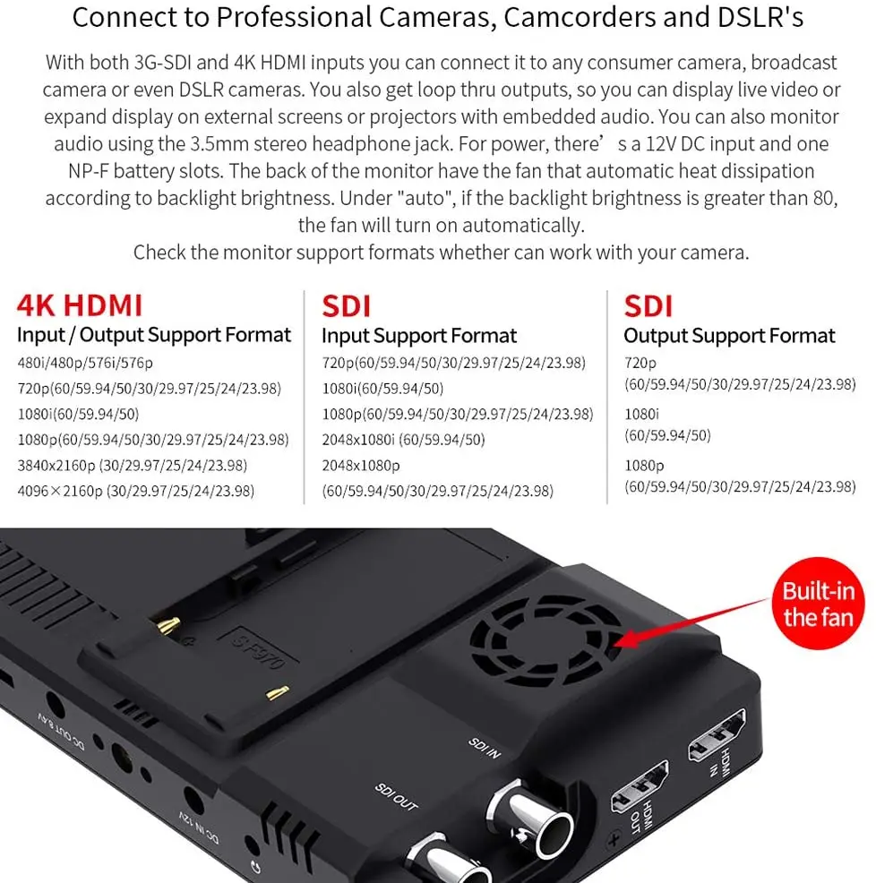 7-дюймовый монитор FEELWORLD с сенсорным экраном, монитор 6 дюймов 2600 нит HDR3D LUT DSLR камера с волнообразным векторским гистограммой 4K HDMI (art.: 3920b97ede006) - 3920b97ede006