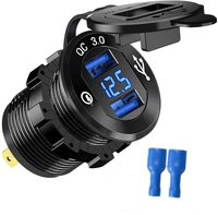 quick charge qc3 0 dual usb charger socket waterproof power outlet fast charge with led voltmeter diy kit for 12v24v