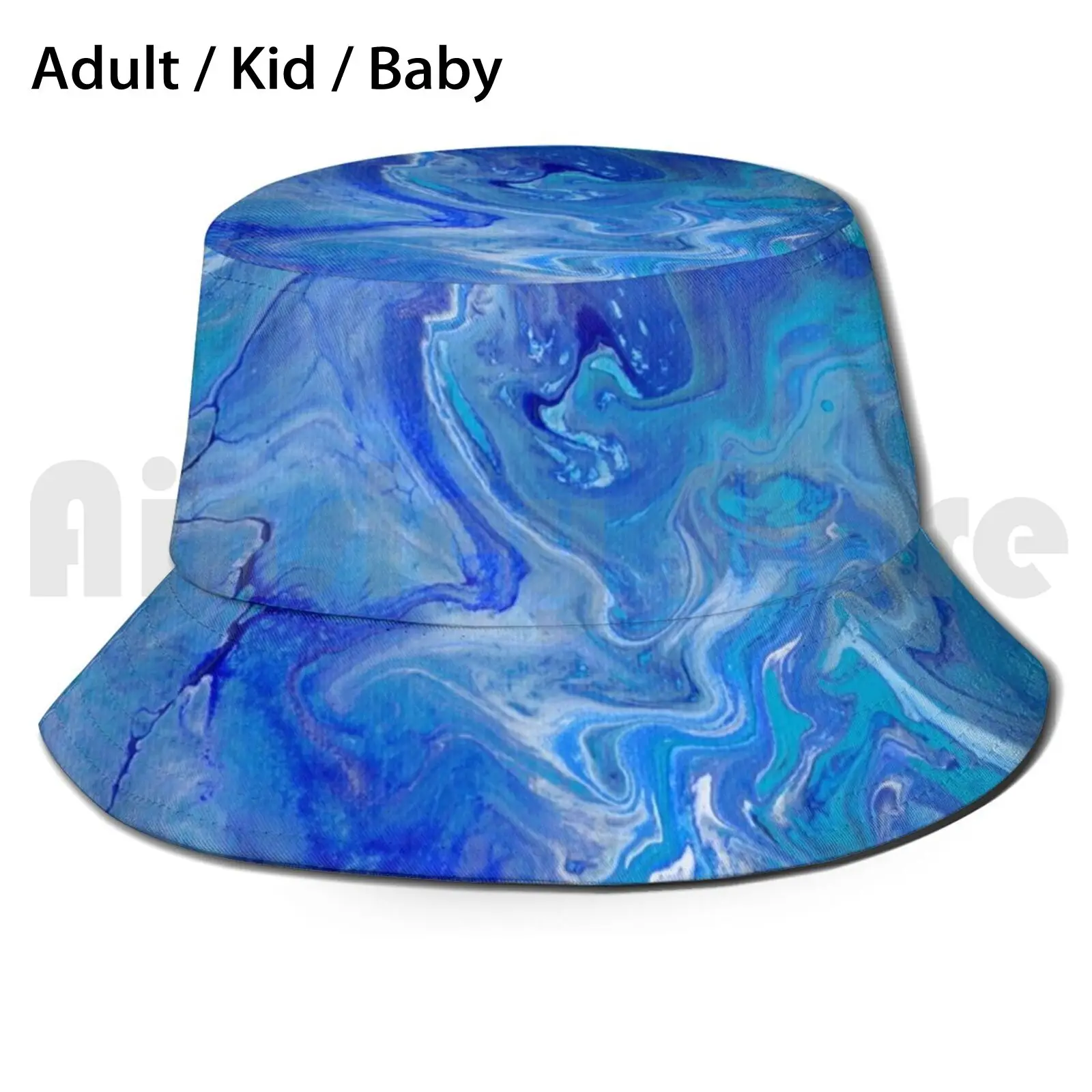 

Голубая, акварельная, серебристая, абстрактная, акриловая, разливающаяся, Мраморная, художественная Панама для взрослых и детей, детская пл...