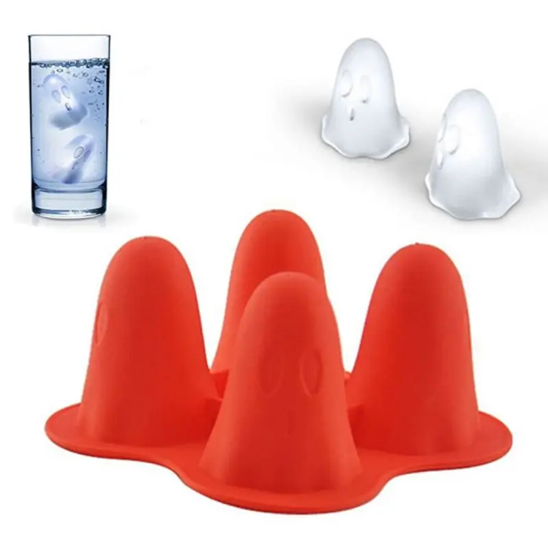4 отверстия силиконовый призрак форма кубика льда торт лоток конфеты Хэллоуин