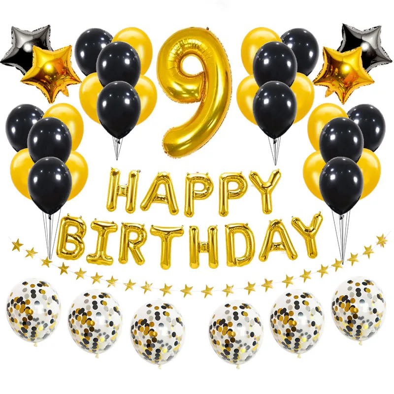 Фольгированные шары в форме Цифры 9 37 шт. украшение для дня рождения лет мальчиков