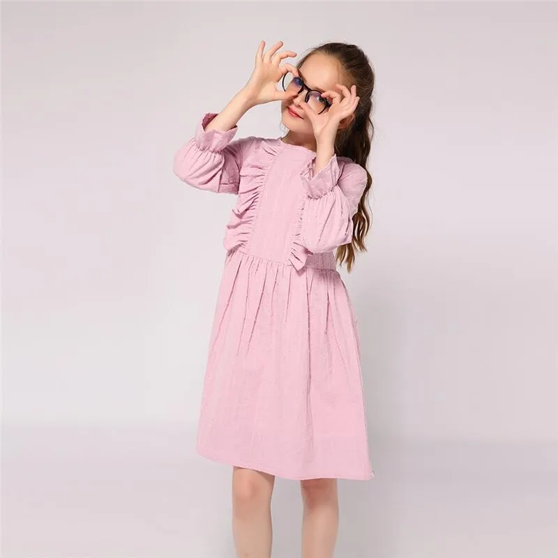 Kseniya Kids Spring Autumn White Ruffle Collar Long Sleeve Girls Baptism Dress For 2 to 9 Years | Детская одежда и обувь