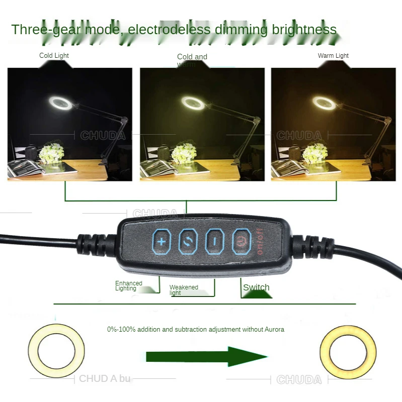 Складное увеличительное стекло со светодиодной подсветкой третья рука прибор