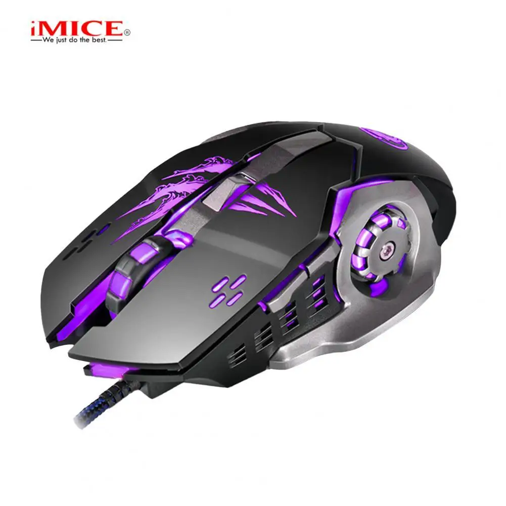 IMICE A8 Wired Mouse Long Service Time 4 Light Unique Pattern ABS Adjustable 3200DPI Computer Mouse for Computer Accessories