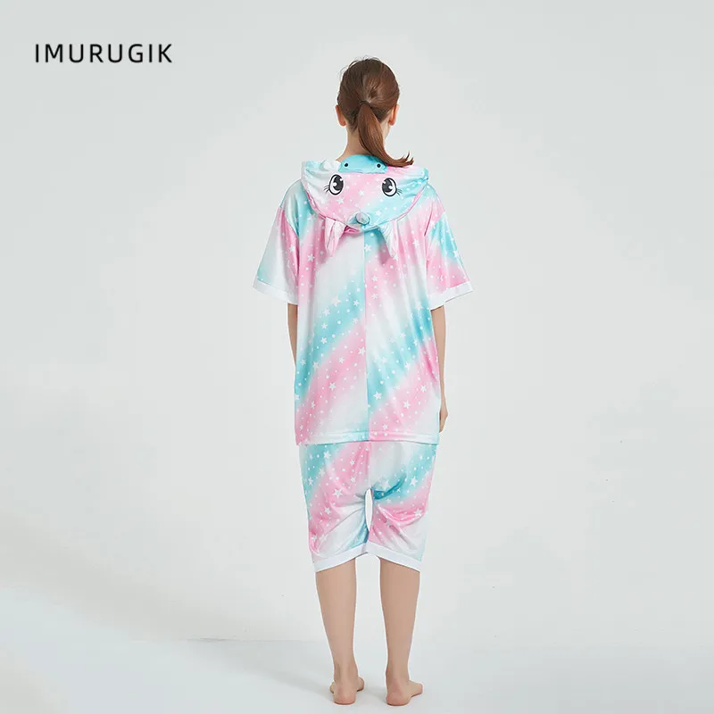 Женский комбинезон-кигуруми с единорогом комбинезоны коротким рукавом в виде