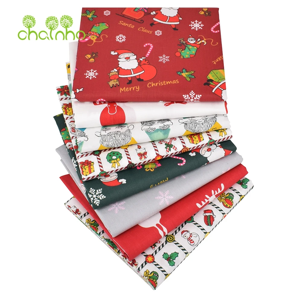 Chainho 8 шт./лот Рождественская серия саржевая хлопчатобумажная ткань с принтом