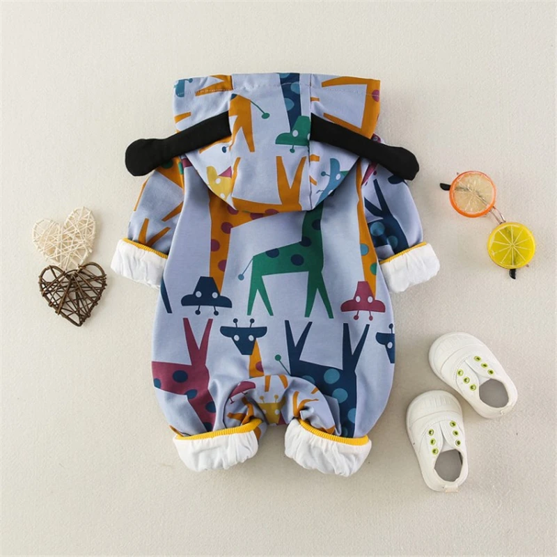 Детский зимний комбинезон с капюшоном и жирафом | Мать ребенок