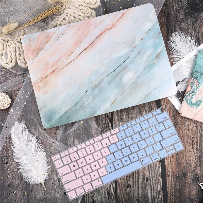 Пластиковый жесткий чехол с клавиатурой для MacBook Air 13 11 Pro 13 15 Touch Bar A2159 A1932 12 1" Ловец снов - Цвет: Pink blue Marble