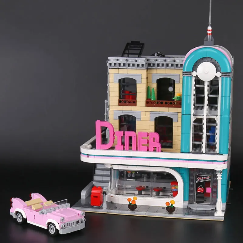 DHL 15037 серия уличных зданий 10260 MOC городской закусочной сборочный блок кирпичи Детские Рождественские подарки Детские игрушки