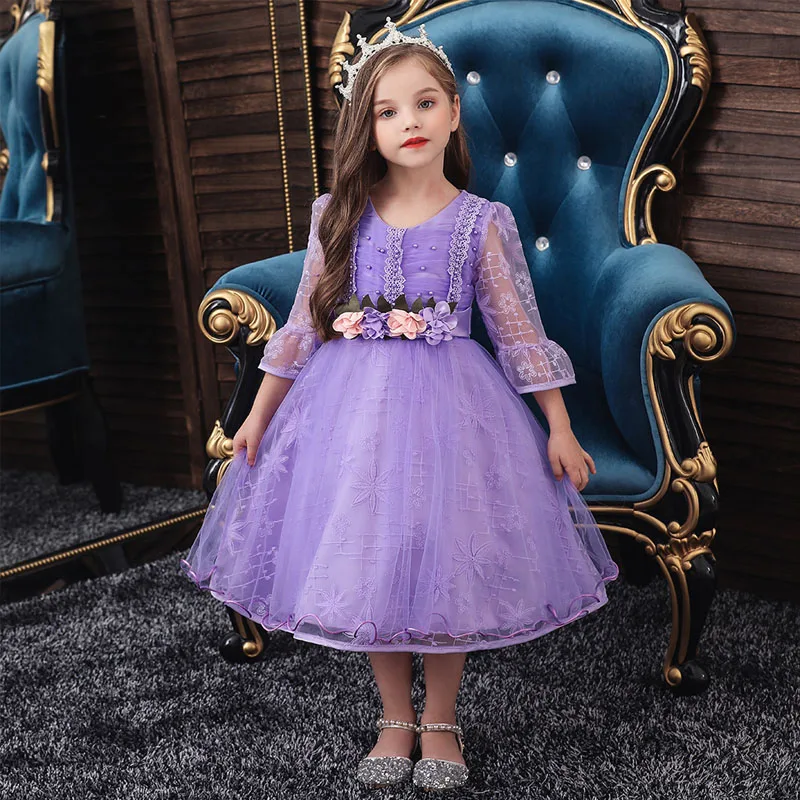 

2020 New Cute Baby Dresses for Girls Birthday Baby high quality Long sleeves Dress For Girl Baptism Gown Girls Vestidos Infantil