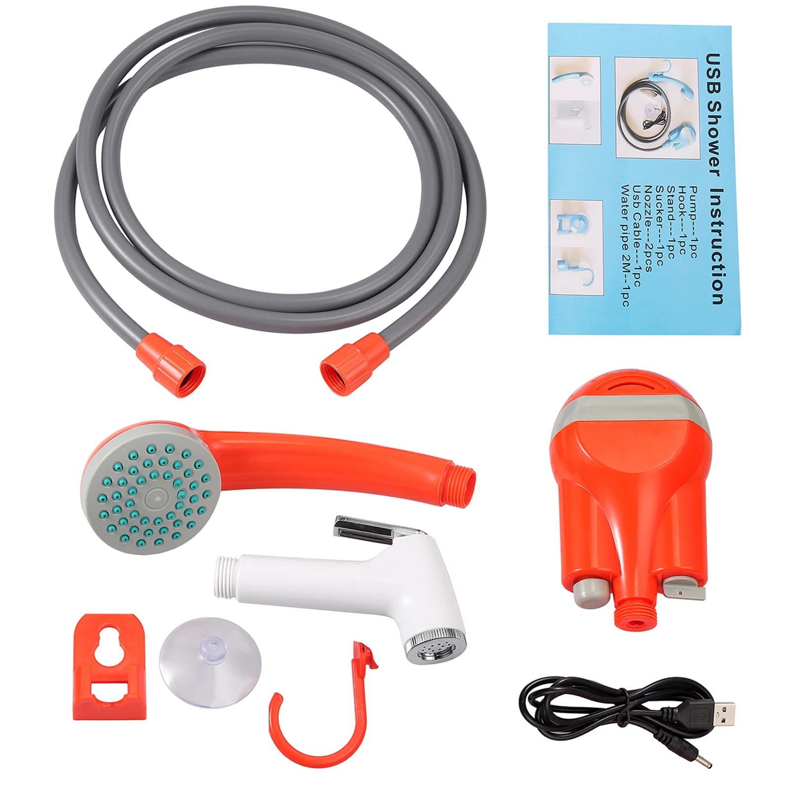 AMTOVL переносной походный душ Set USB DC 5V нажимной для собак пеших прогулок