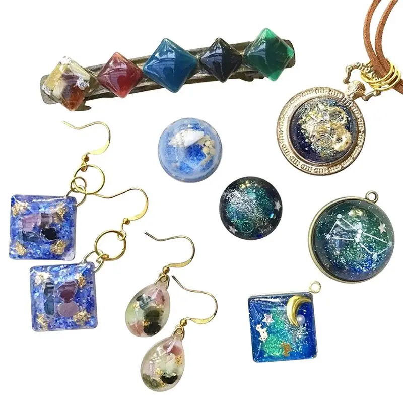 

Gem Jewelry Silicone Mold Oval Teardrop Square Heart Round Shapes, for Polymer