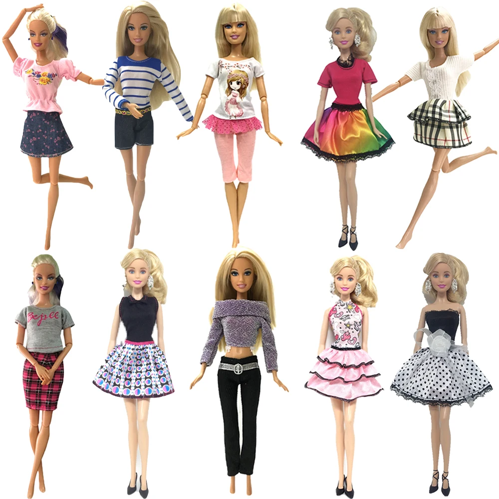 

10 шт./компл. 1:6 повседневная одежда в стиле принцессы для кукол, милые платья, костюм с разрезом для куклы Барби, модные аксессуары для вечерние