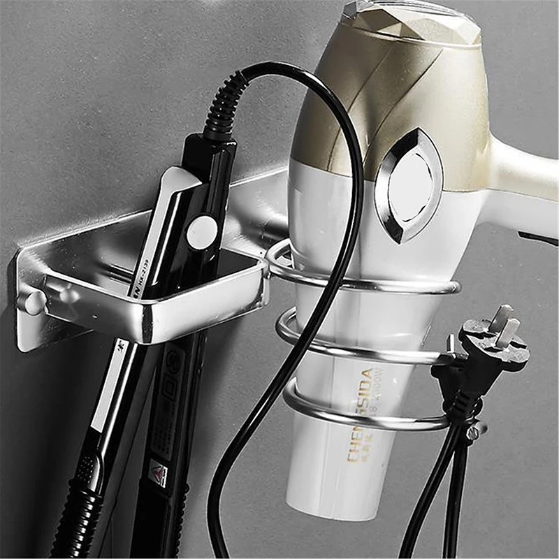 Настенный держатель для хранения фен волос органайзер ванной комнаты
