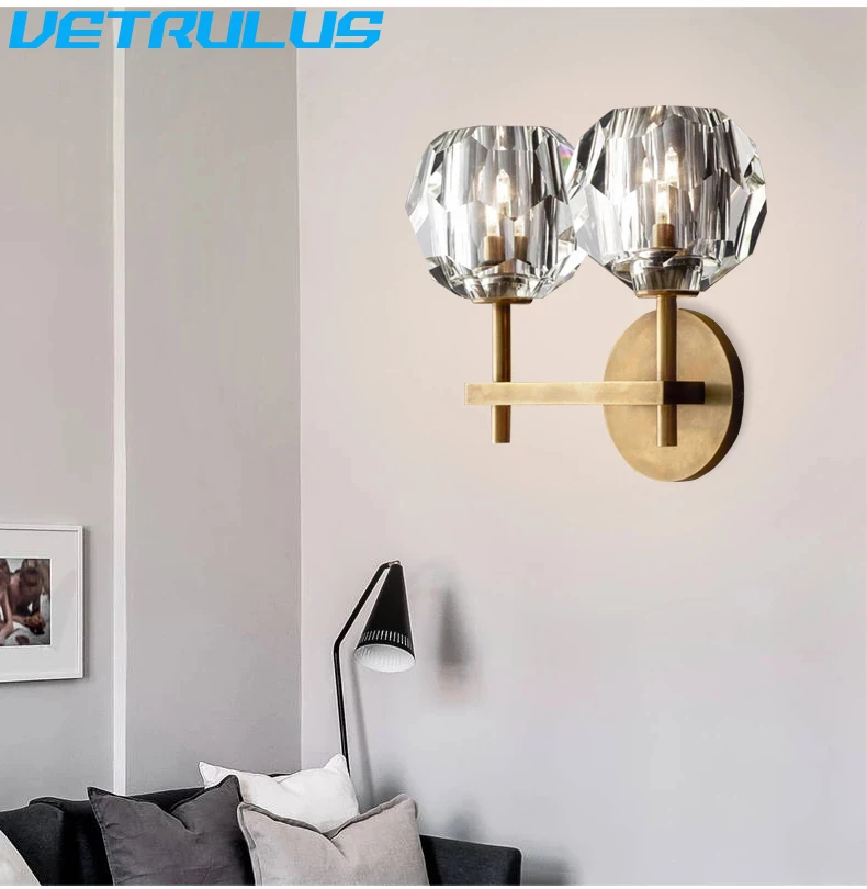 

Modern Indoor Crystal Lampshade Brass Wall lamps Nordic Minimalist Sconce Wall Light Decoration Lighting Fixtures Luminaria