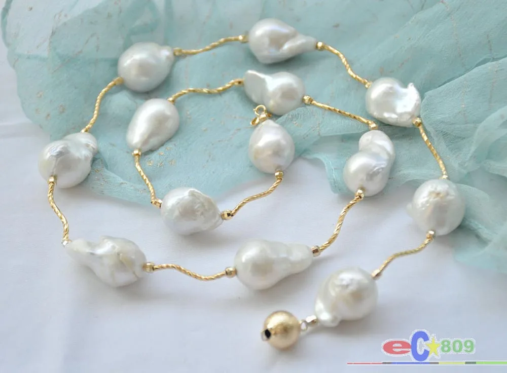 

P5094 23" 20mm WHITE baroque KESHI REBORN PEARL necklace