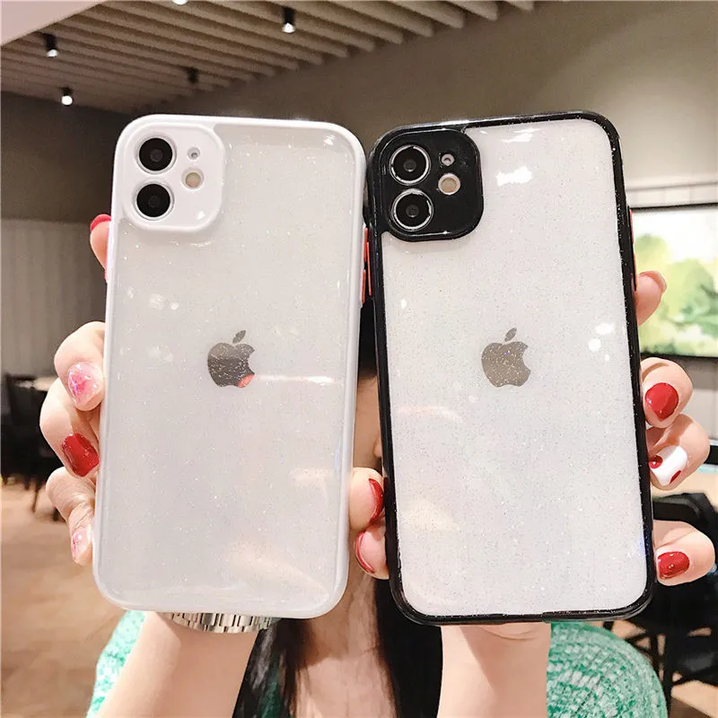 

Sglucy Bling Glitter Transparent Phone Case For iPhone 11 Pro SE 2020 X XR XS Max 8 7 Plus Lens Protection Candy Hard PC Cover