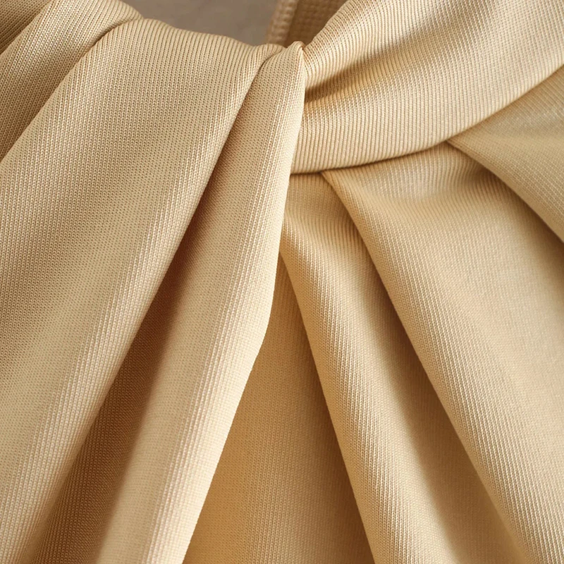 

GALCAUR Ruched Solid Irregular Playsuit For Women O Neck Long Sleeve High Waist Slimming Playsuits Female Spring Fashion 2021