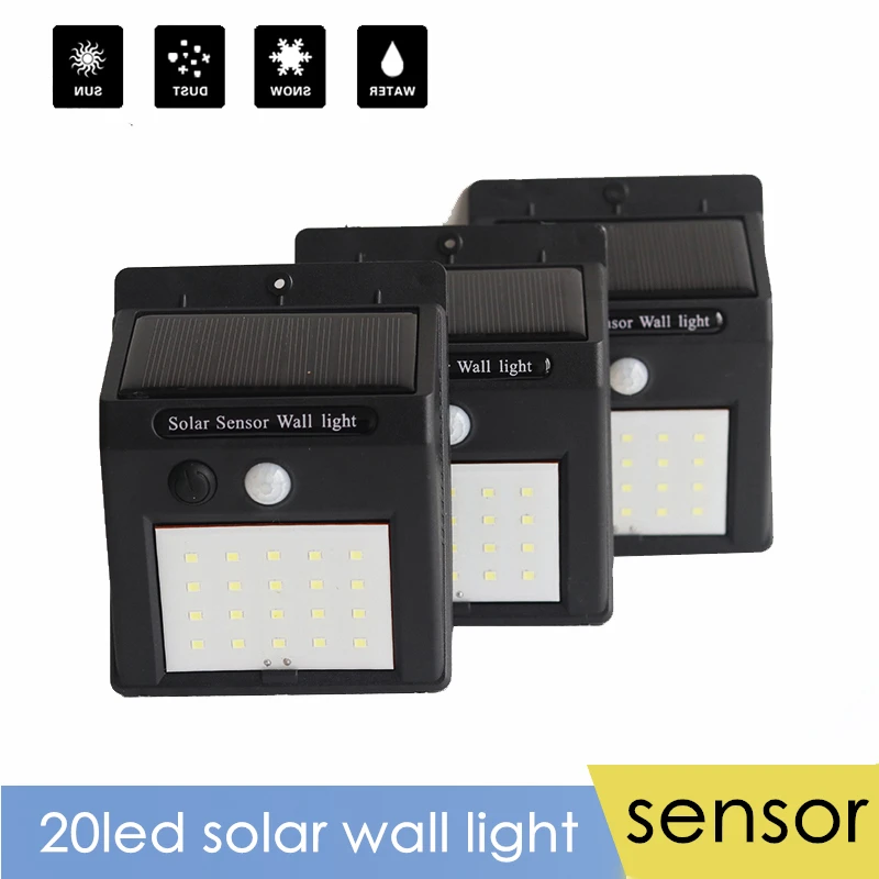 Настенный светильник уличный с питанием от солнечной энергии и датчиком