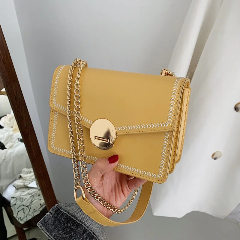 

Bags 2020 New Women's Bag Shoulder Bag PU Leather Car Stitch Chain Women's Bag Fashion Western Style Shoulder Bag Crossbody