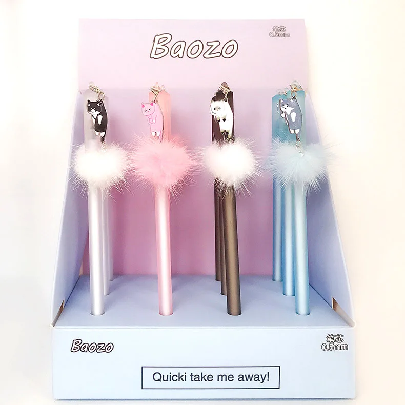 

36 pcs/lot Creative Cat Pendant Gel Pen Cute 0.5 mm Black ink Signature Pens Promotional Gift Stationery School Supplies
