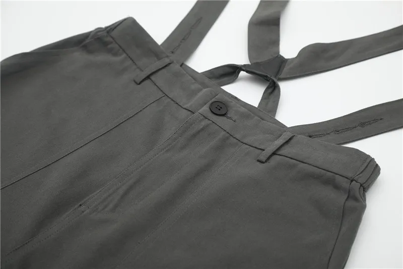 

Male Jumpsuit Trousers Men Streetwear Hip Hop Vintage Fashion Casual Straight Cargo Pant Removable Strap Bib Pant