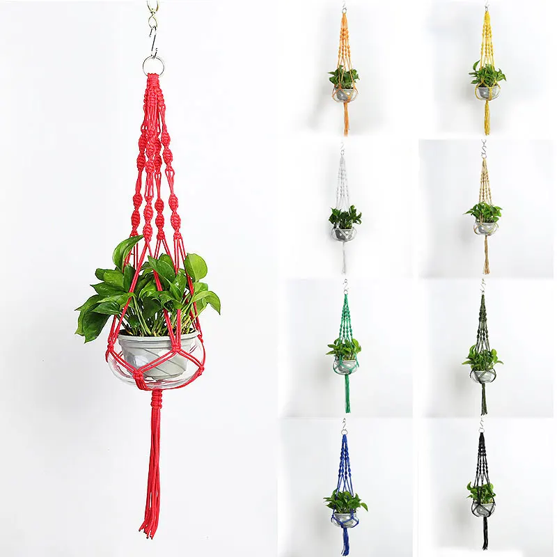 

Net Pocket Flower Basket Pot Knotted Hemp Rope Hanging Planter Handmade Indoor Outdoor Fashion Creativity Flowerpot Holder