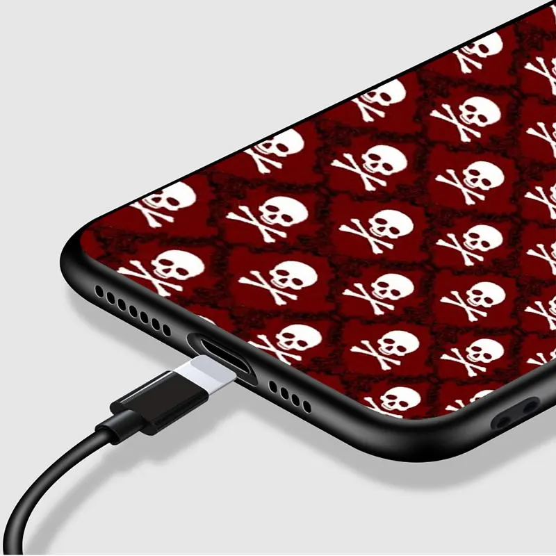 

Skull Flower Art For iPhone 12 Pro Max Mini 11 Pro XS Max X XR 6S 6 7 8 Plus 5S Soft Black Phone Case