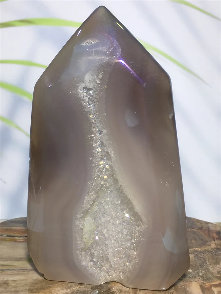 

Angel Aura Agate Geode Crystal Quartz Specimen Point Tower Natural Druzy Stone Ore Mineral Prism Wand Witchcraft Home Decoration