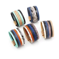 dd new multicolor leather bracelets for women fashion mixed color multilayer wide wrap bracelet female jewelry gifts