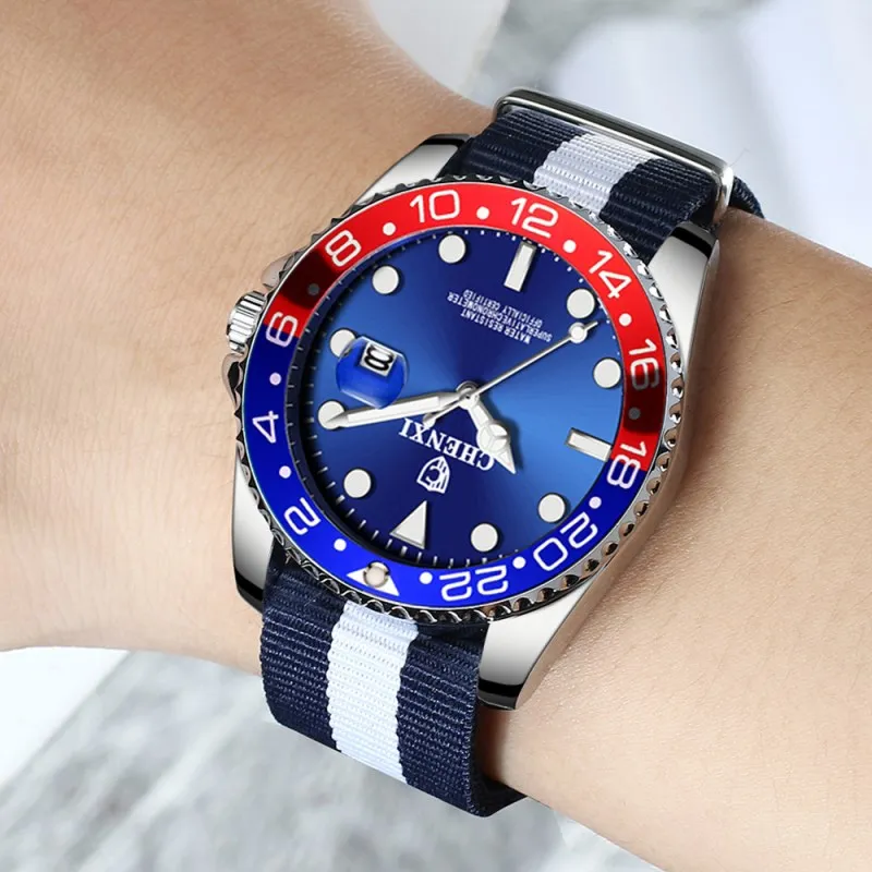 

NEW Men's Watches CHENXI Top Brand Luxury Quartz Watch Men Fashion Multicolor Braided Strap Waterproof Casual Wristwatch Clock