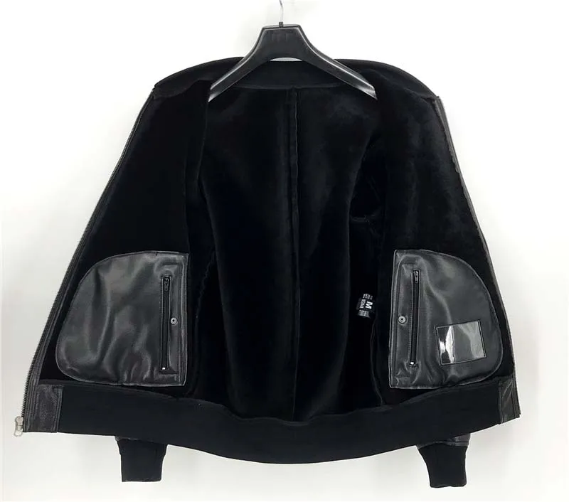 Мужская куртка из натуральной овчины черная теплая большого размера 4xl 5xl xxxxxl для