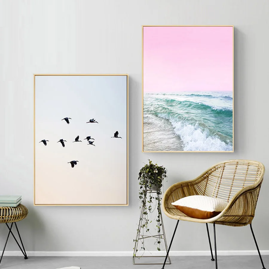 Настенный художественный холст Пейзаж Плакат скандинавский принт океан море
