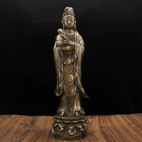 15 tibetan temple collection old bronze patina send child guanyin bodhisattva standing buddha ornament town house exorcism