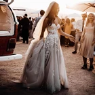 Miaoduo богемное свадебное платье размера плюс для женщин 2021 сбоку Разделение пикантные Vestidos De Noiva без бретелек   пляжные туфли на шнурках для невесты платья