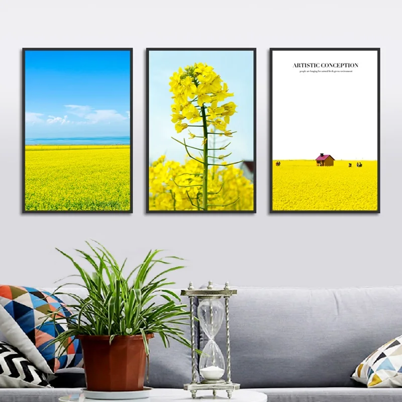 

Landscape Wall Art Flowers Canvas Paintings Yellow Rape Field Poster Decor Pictures For Living Room Bedroom Office Cafe