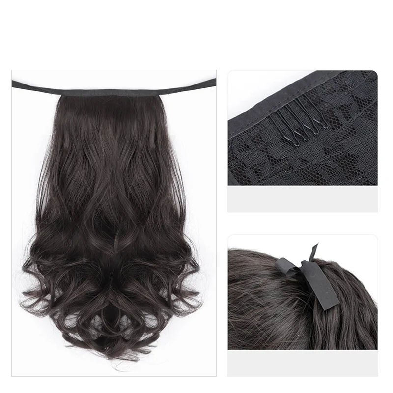 Кудрявый хвост на шнурке черные коричневые синтетические накладные волосы