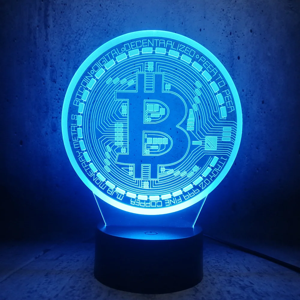 Биткойн светодиодный ночной Светильник Usb сенсорный Сенсор Цвет изменение
