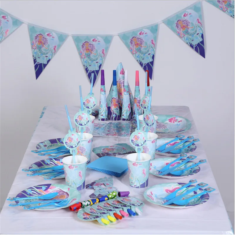 Тема русалки одноразовые принадлежности для вечеринки воздушный шар баннер