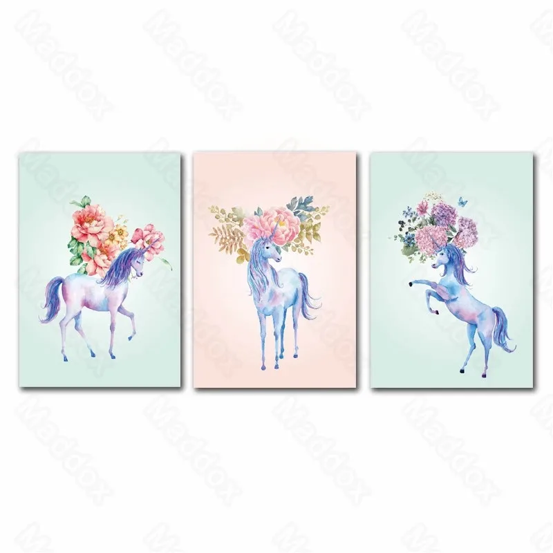 

Canvas Printing Modern Small Fresh Fashion Simple Dreamy Children's Bedroom Paintings Cute Cartoon Decoration Paintings