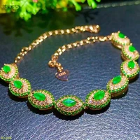 925 sterling silver natural emerald gemstone female bracelet rose gold plated faceted geometry new support for detection