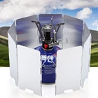 Ветровой отражатель с 9 пластинами, зеркальные детали для кемпинга, газовая плита, ветровое стекло, уличная Складная плита для пикника, ветровой экран