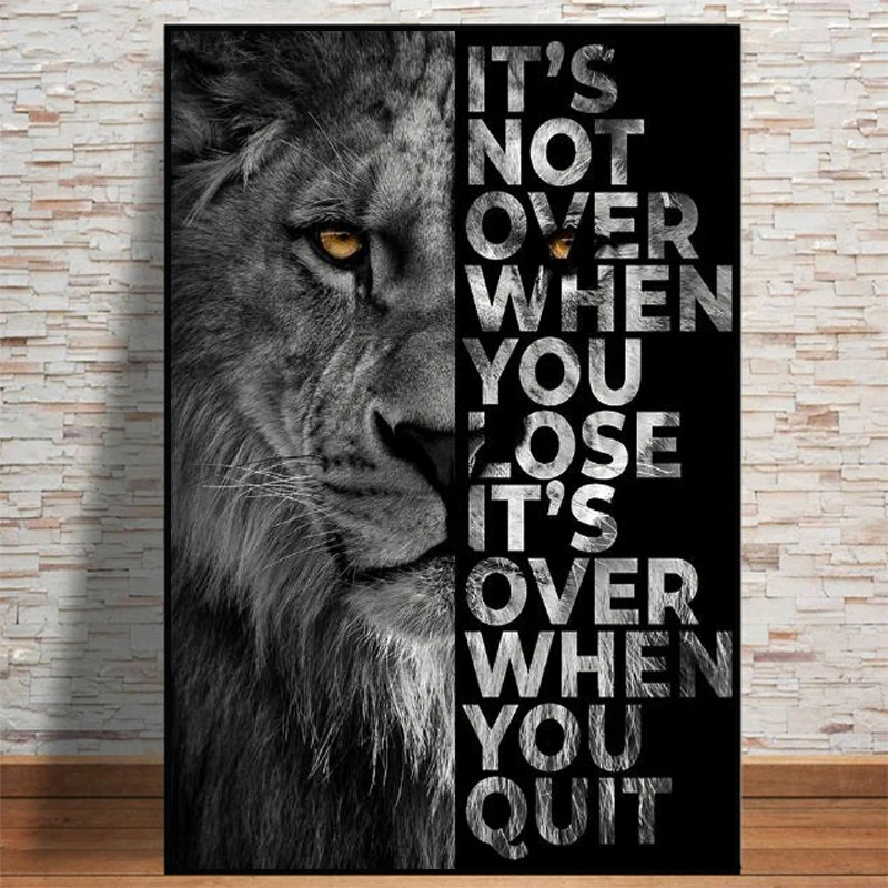 

Lion Head Inspiring Quote Words On Canvas Art Posters and Prints Wild Lions Paintings on the Wall Art Pictures for Home Decor