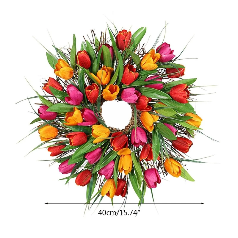 

Artificial Tulipe Spring Flower Wreath Large Decoration For Wedding Front Door A9LB